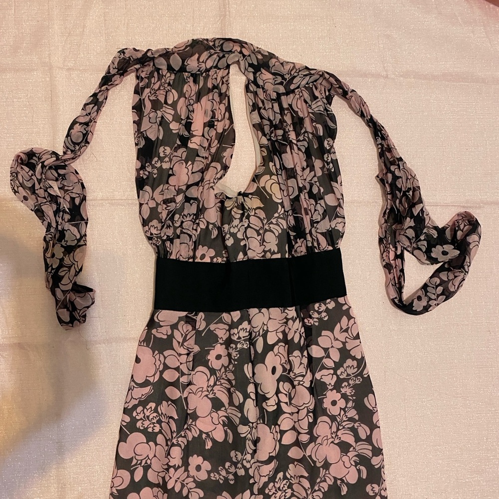 Milly Pink and Black Floral Sunback Dress - Picture 3 of 9